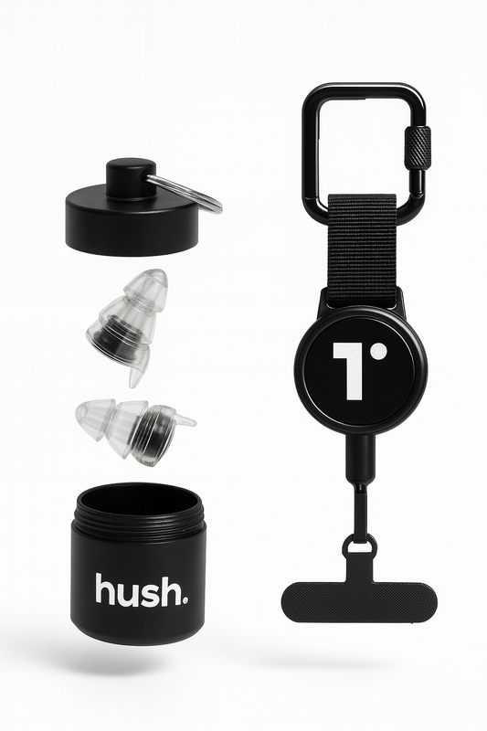 BUNDLE DEAL: HUSH. EARPLUGS + TSEK RETRACTABLE PHONE LEASH + FREE SHIPPING
