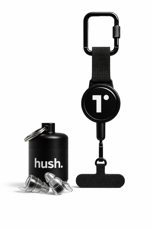 BUNDLE DEAL: HUSH. EARPLUGS + TSEK RETRACTABLE PHONE LEASH + FREE SHIPPING